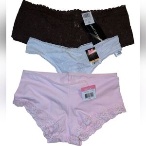 2/$20 NWT 3 Pairs Lace Panties - Brown, White, Pink